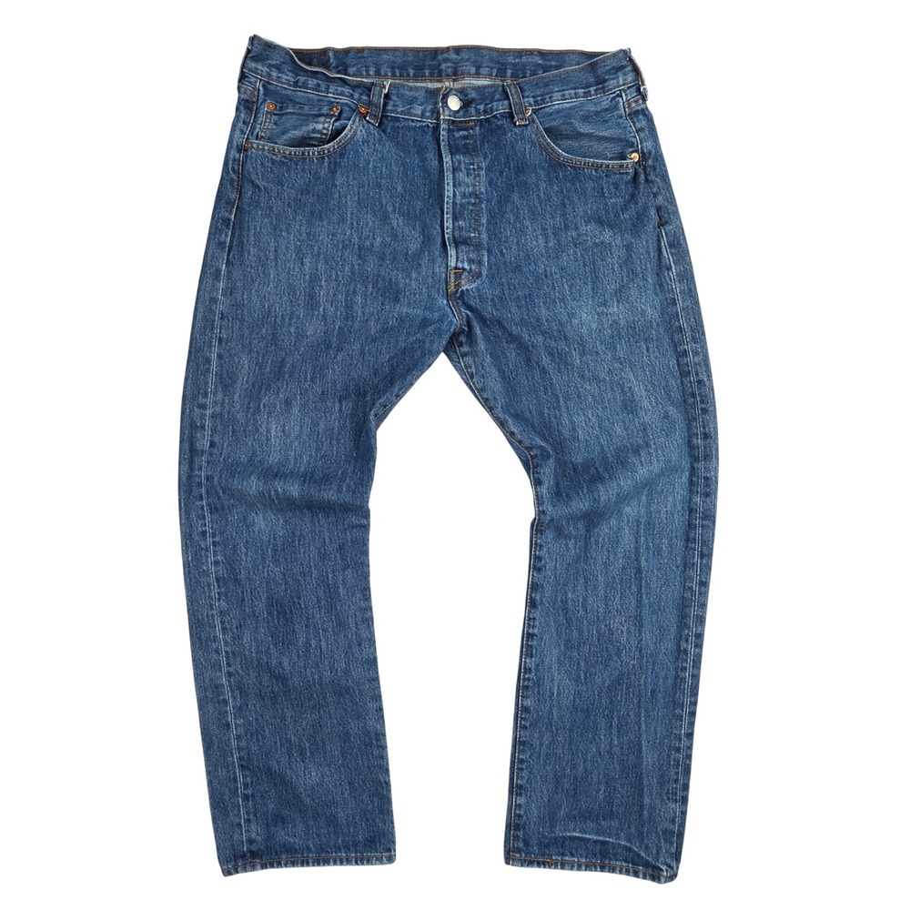 Levis 501 Original Fit Jeans Mens 38x30 Medium Stone Wash Blue Button Fly